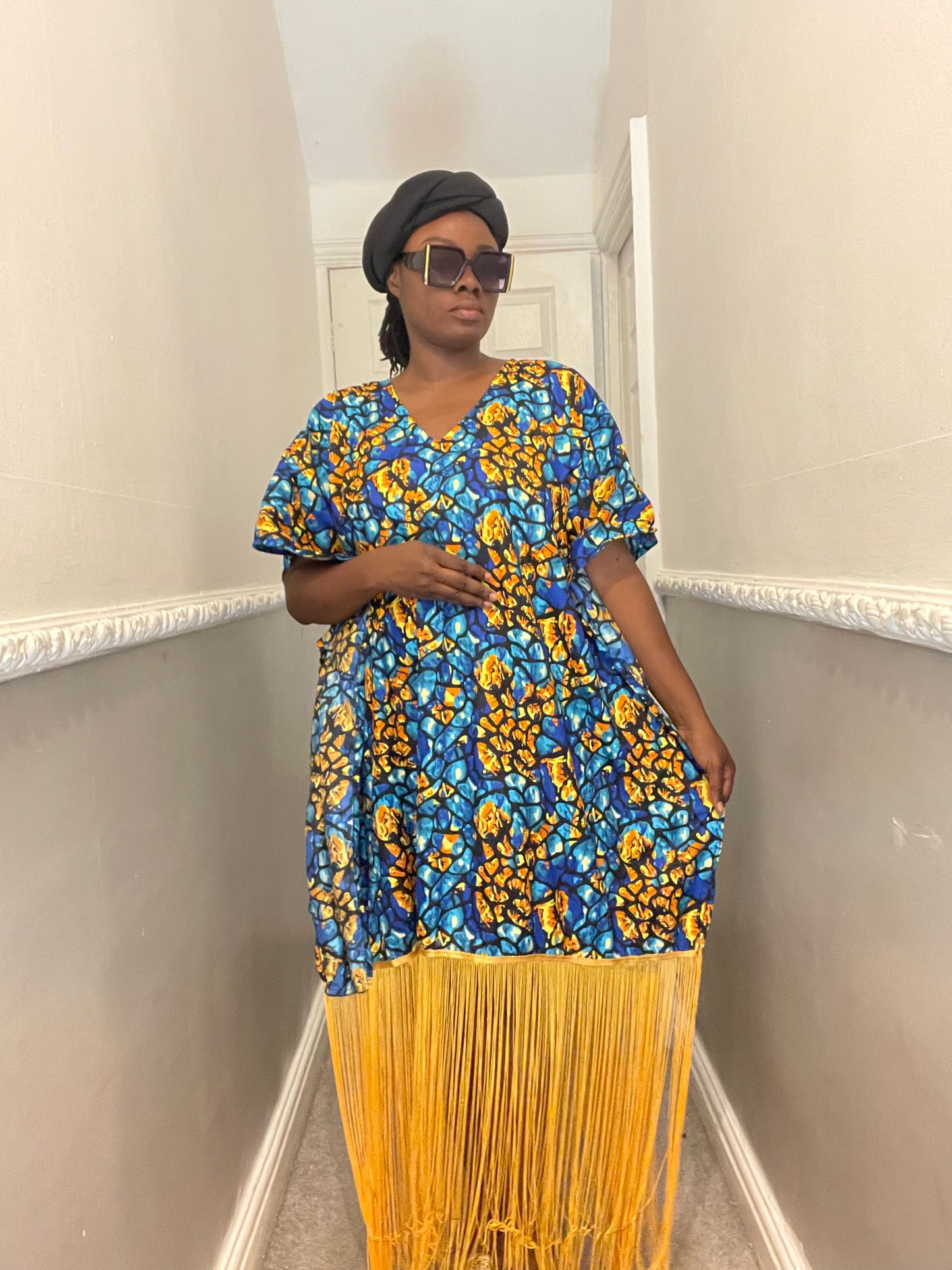 African Ready-to-wear boubou gown/2-Patterned Ankara wears