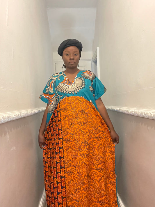 African Ready-to-wear boubou gown/2-Patterned Ankara wears