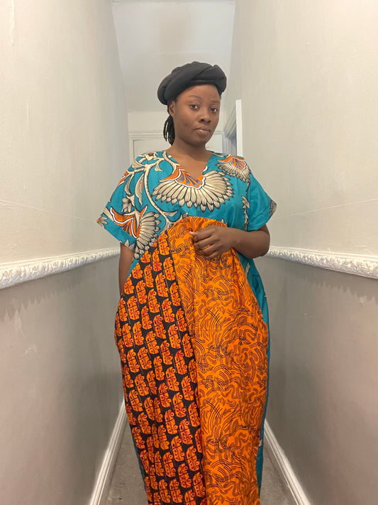African Ready-to-wear boubou gown/2-Patterned Ankara wears