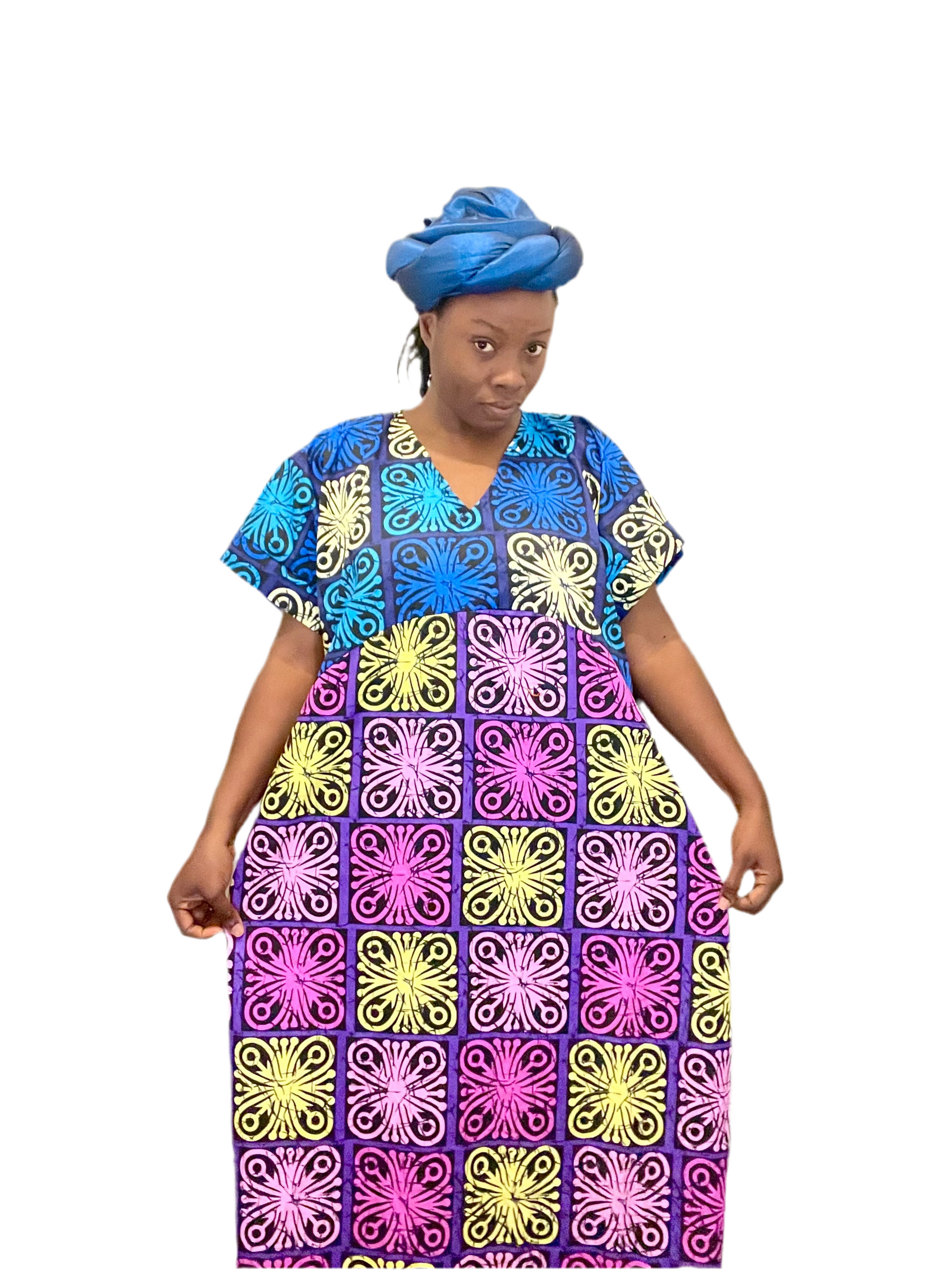African Ready-to-wear boubou gown/2-Patterned Ankara wears