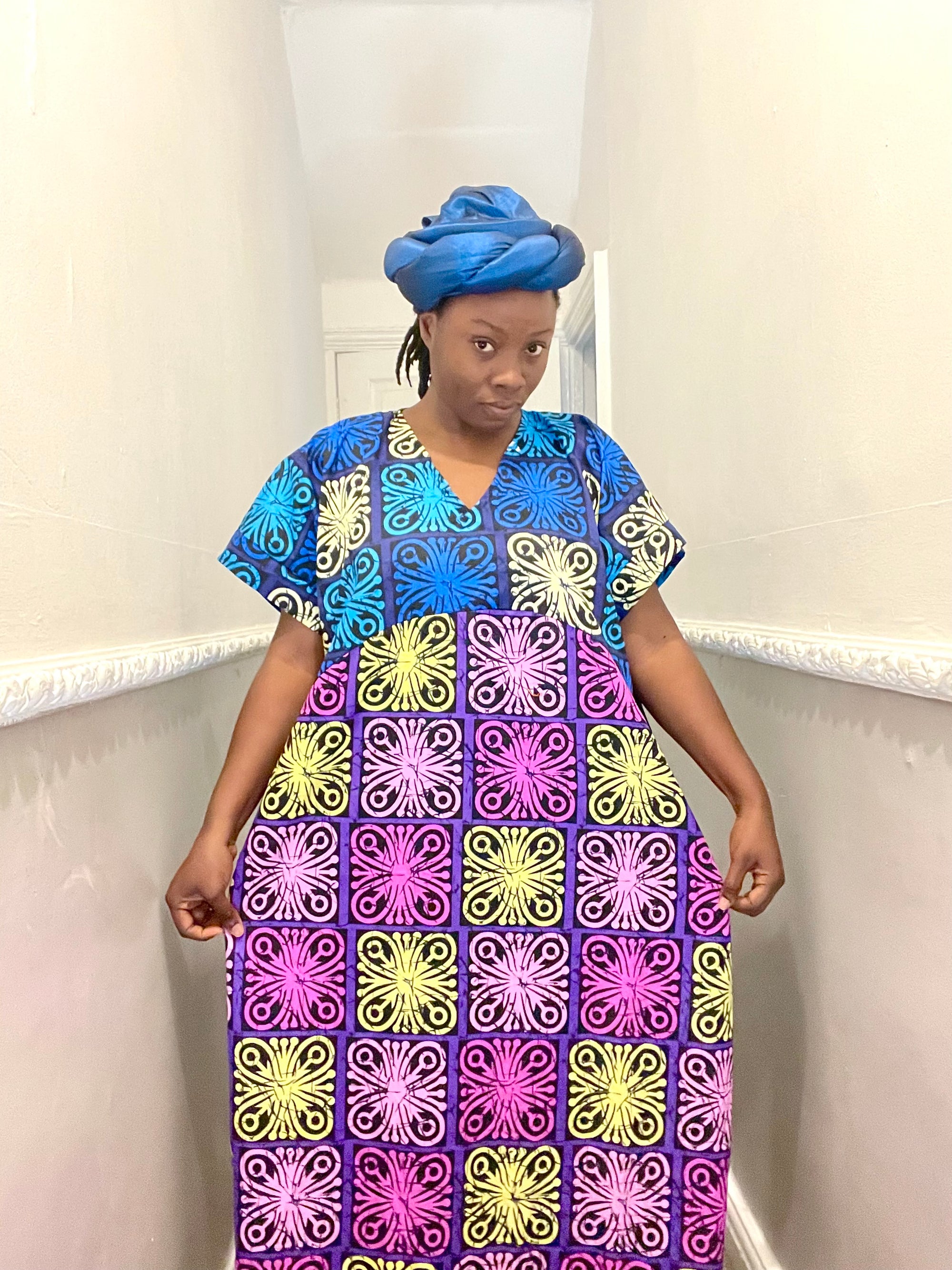 African Ready-to-wear boubou gown/2-Patterned Ankara wears