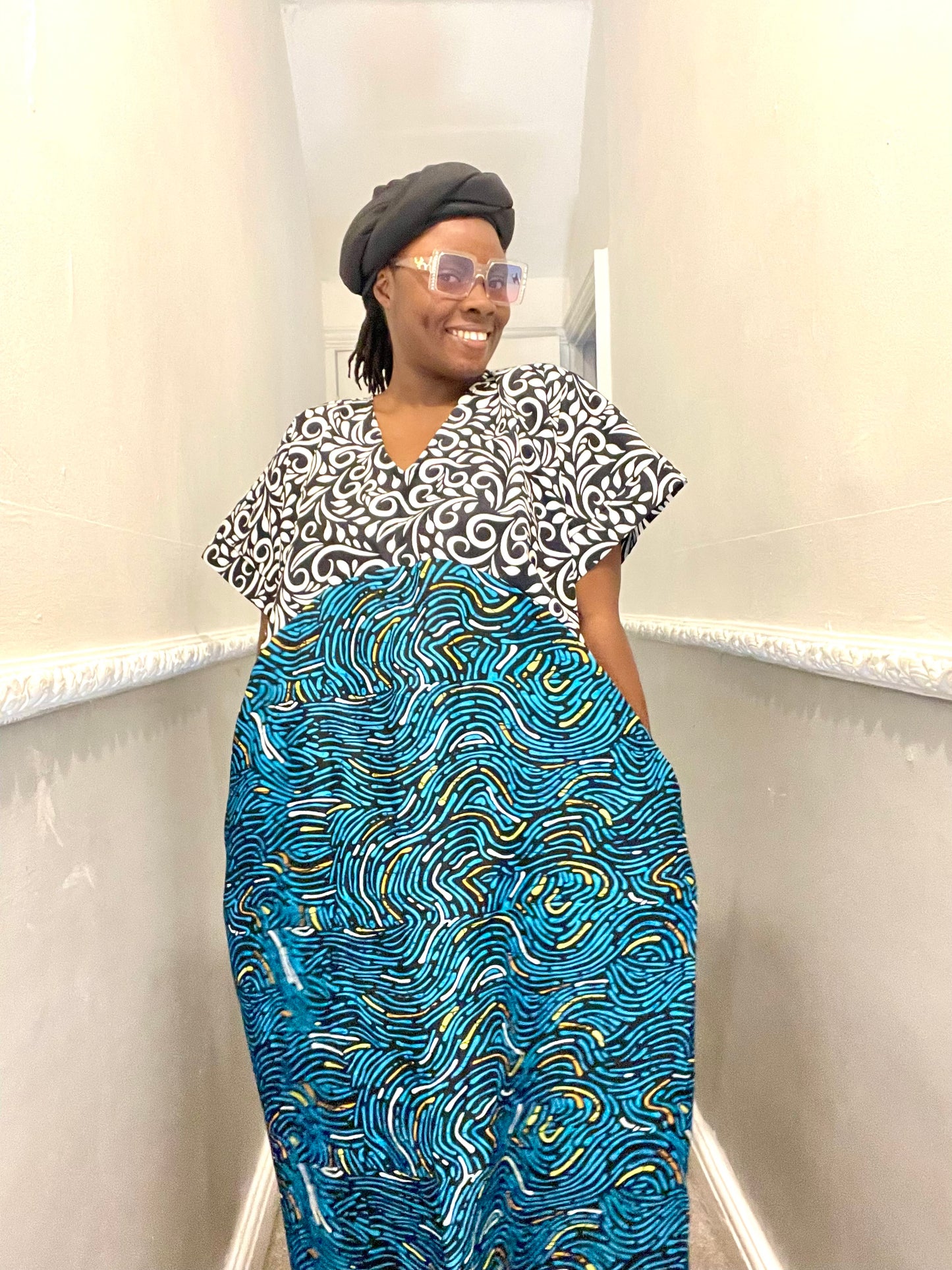African Ready-to-wear boubou gown/2-Patterned Ankara wears